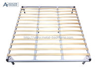 White 1.8 Metres Modern Slat Bed Frame , Metal Platform Bed Frame King Size